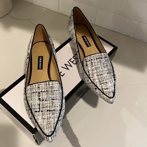 NEW! Nine West Abay Black Multi Fabric Pointed Toe Flats